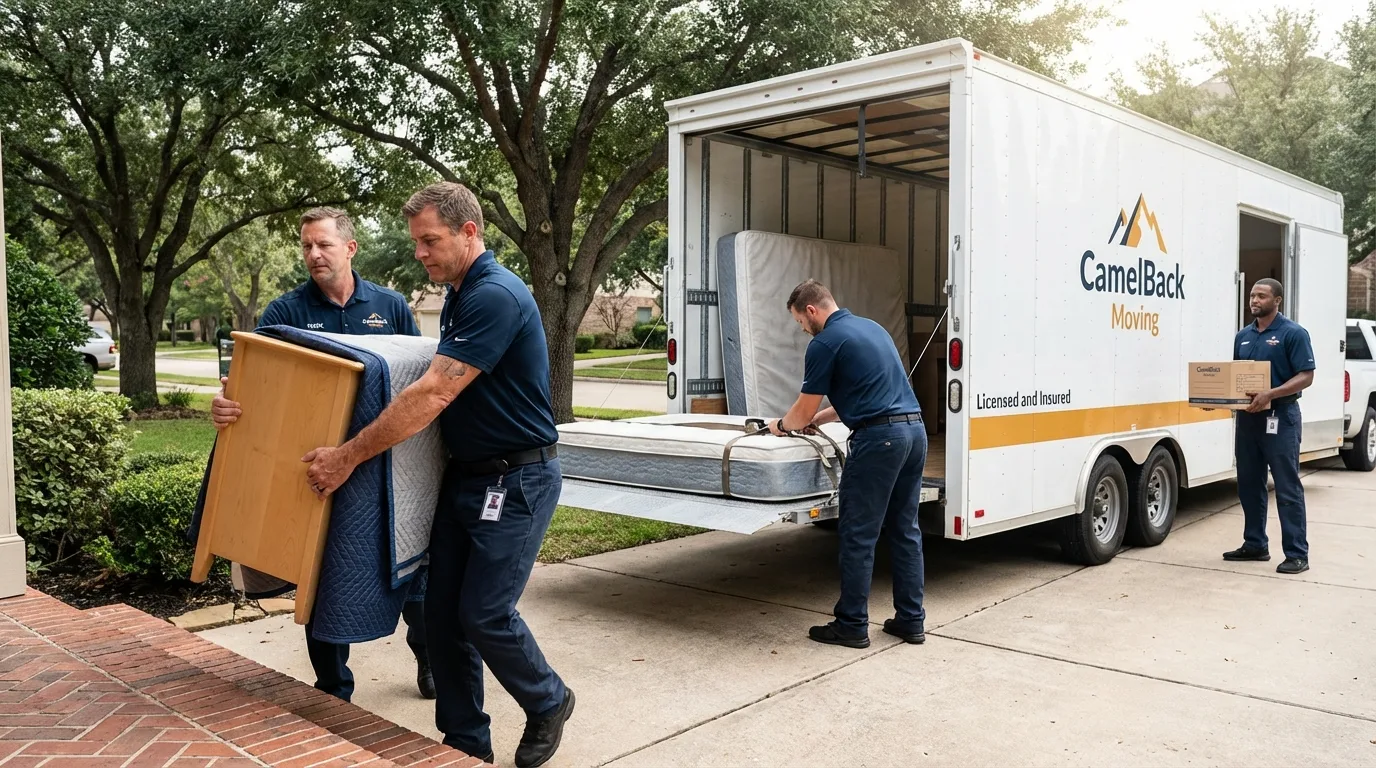 Crew loading residential truck for cross-state move from Landrum, SC