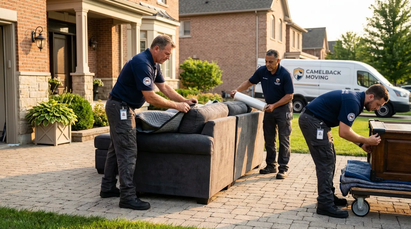 Large estate moving crew wrapping furniture in Landrum, SC
